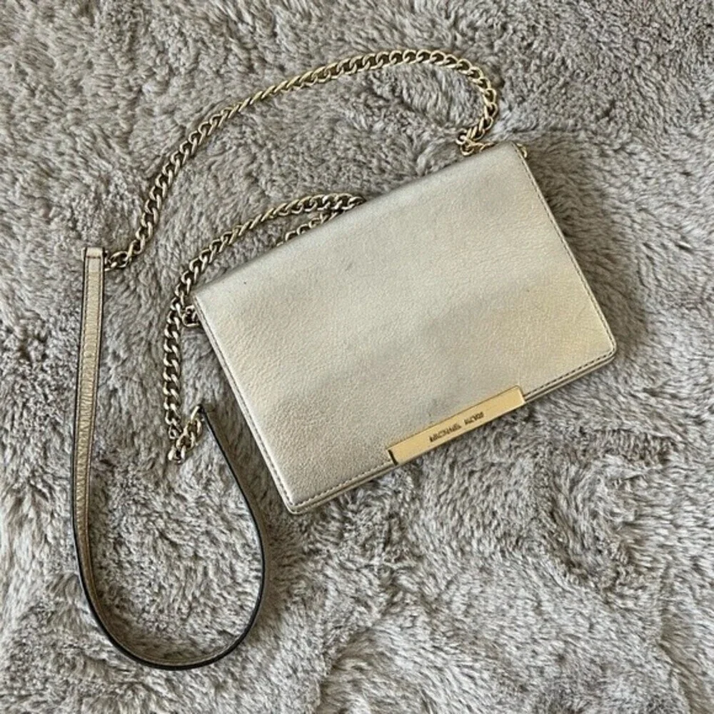 Michael Kors Metallic Gold Chain Crossbody Shoulder Bag Purse